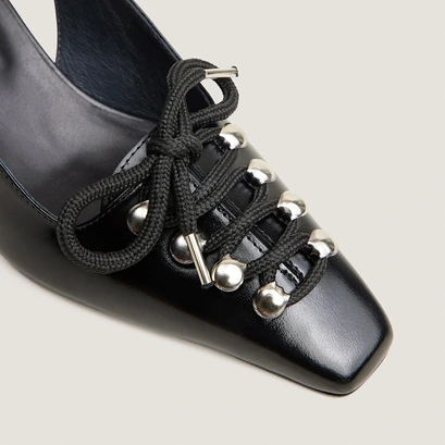 Lace-Up Slingback Pumps black