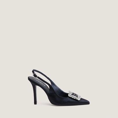 Pointed-Toe Slingback Pumps black