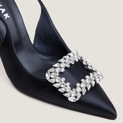 Pointed-Toe Slingback Pumps black