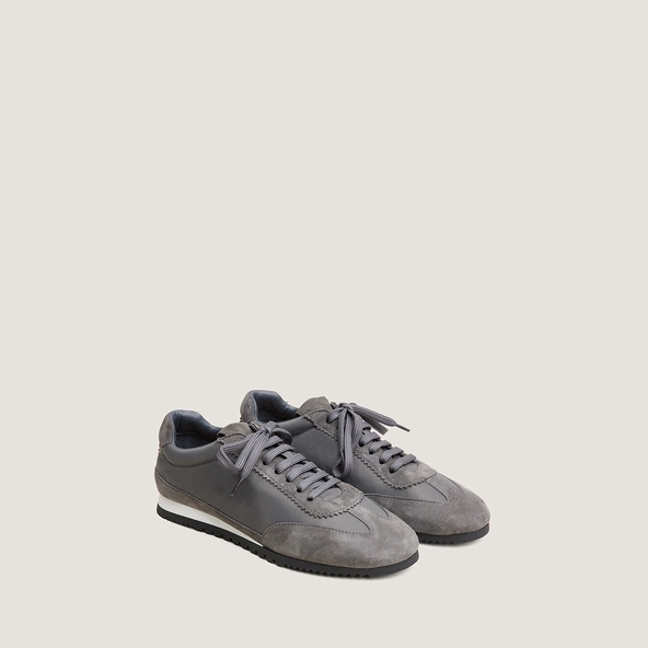 Lace-up sneakers in grey suede and grey nylon | DUTA