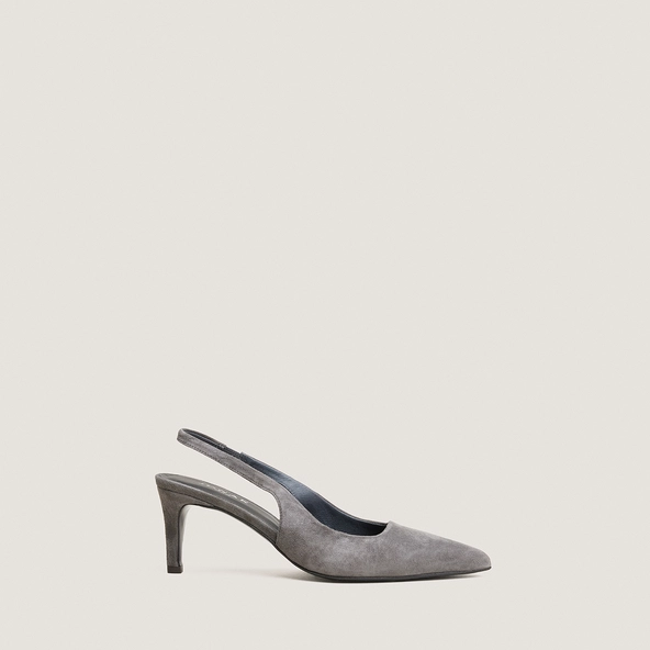 Heeled slingbacks in grey suede | DIAMANTELLE