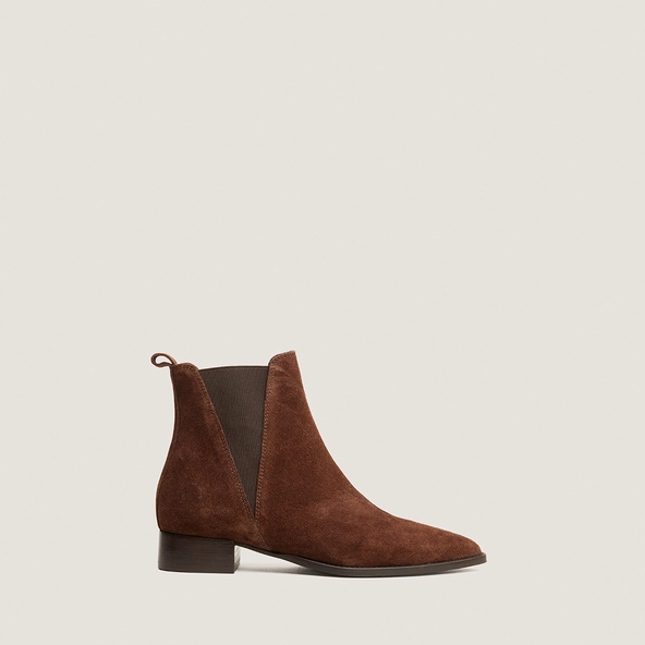 Chelsea boots with heels and pointed toes in brown suede | ANOKA