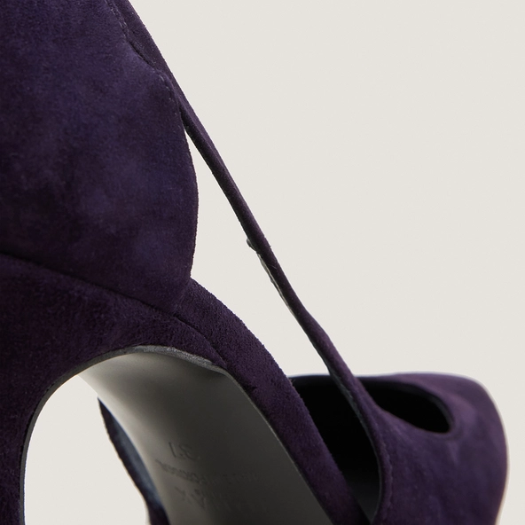 Heeled pointed-toe pumps in purple suede | DEDGAR