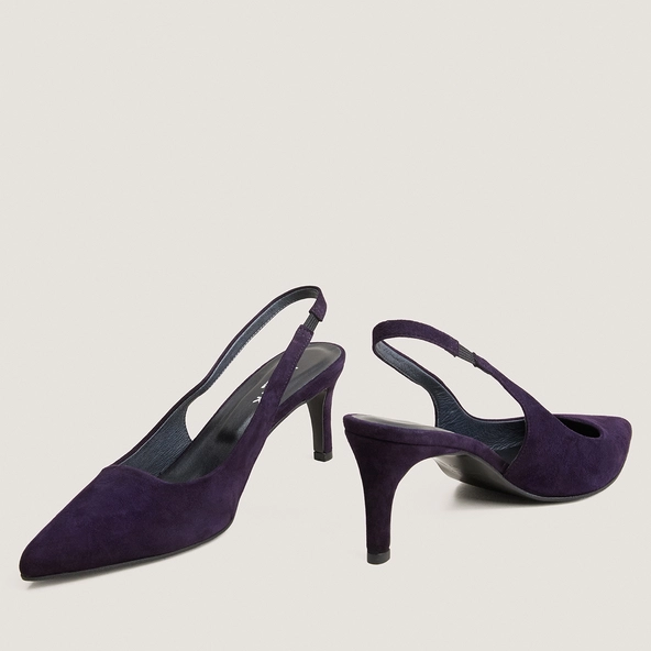 Heeled pumps in purple suede | DIAMANTELLE