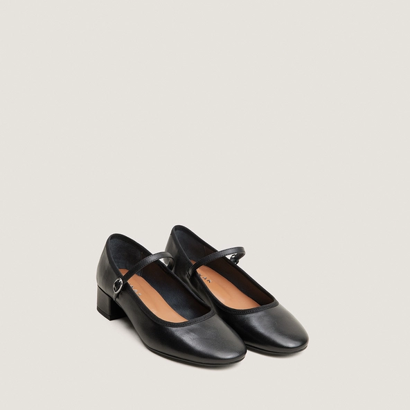 Heeled mary janes in black leather | DOURO