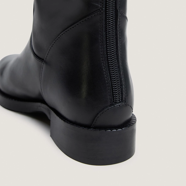 Heeled boots in black leather wide calf size L | FLEUR