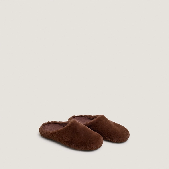 Slippers in brown fluffy | JUDE