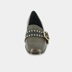 Mocassins &agrave; petits talons khaki/black