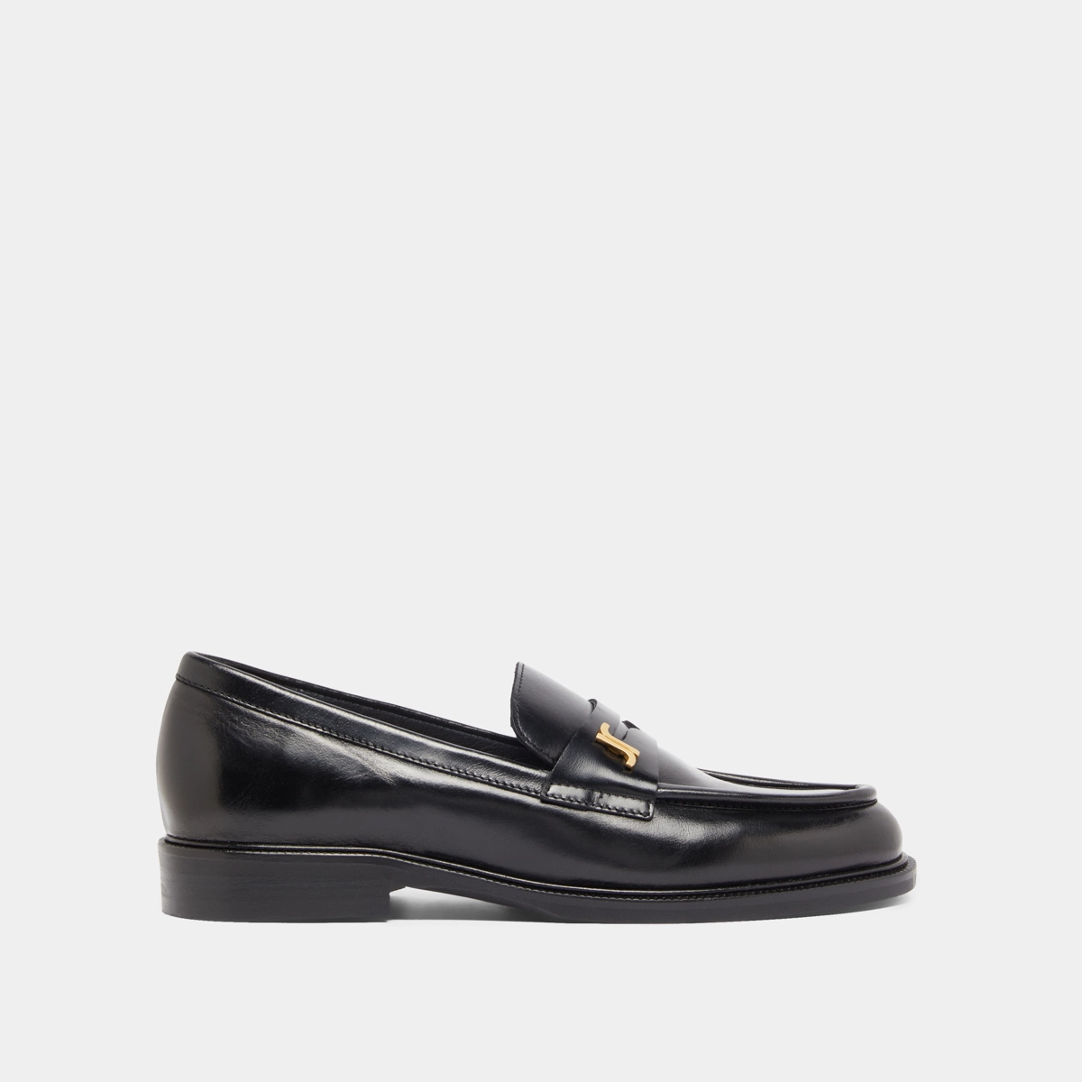 Round-toed loafers in black leather | DUEDI