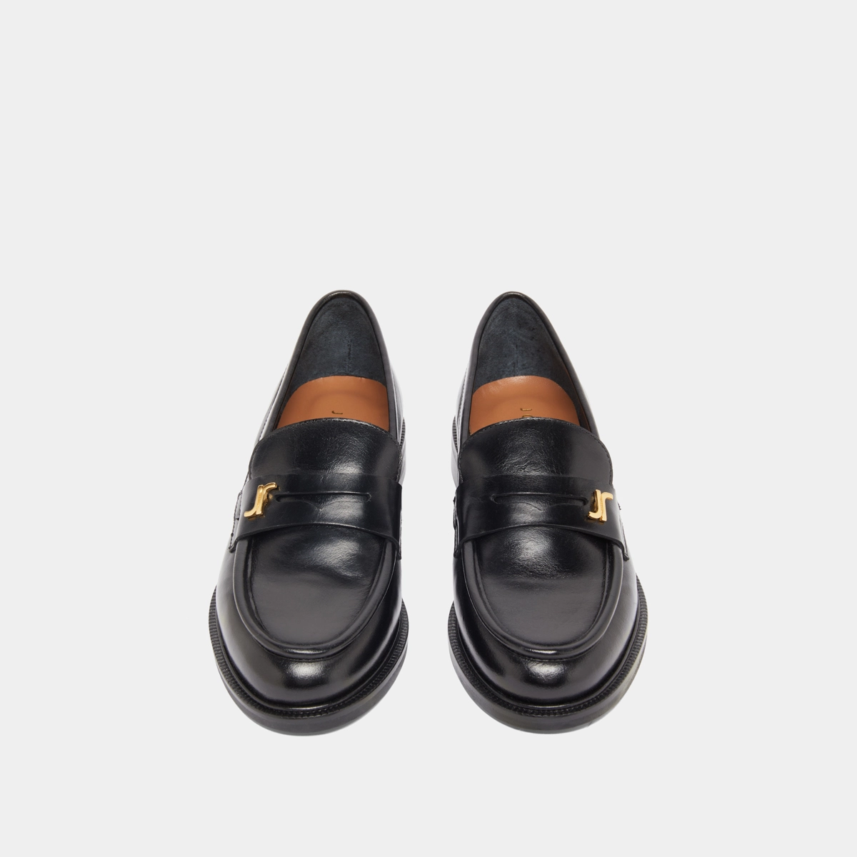 Round-toed loafers in black leather | DUEDI