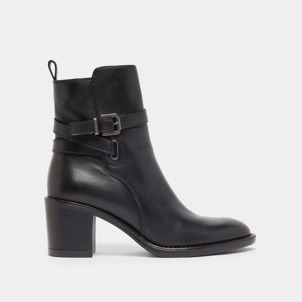 Bottines à talons et boucles in black leather | CAJOU