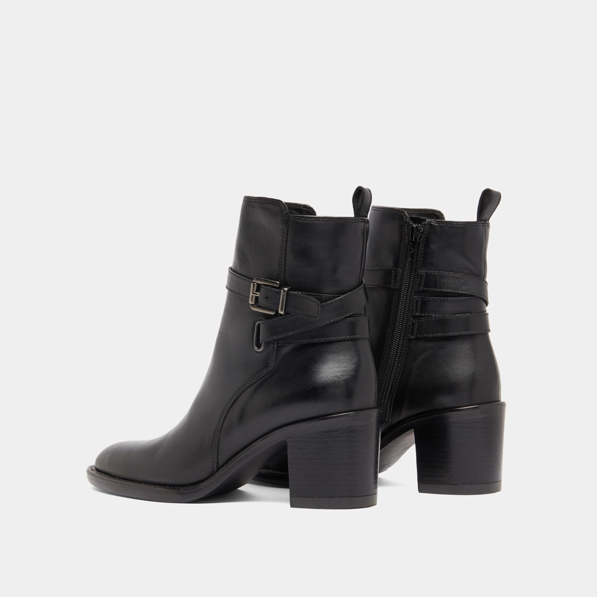 Bottines à talons et boucles in black leather | CAJOU