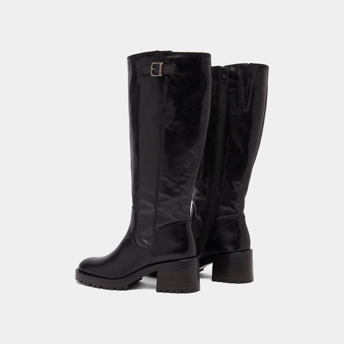 Bottes à semelles crantées in black leather | CECILIEN