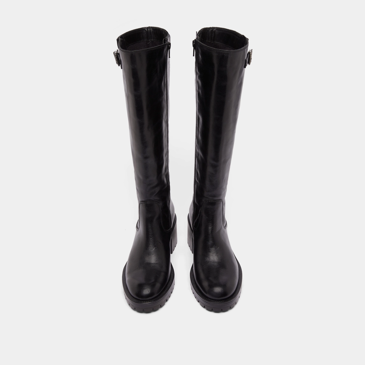 Bottes à semelles crantées in black leather | CECILIEN