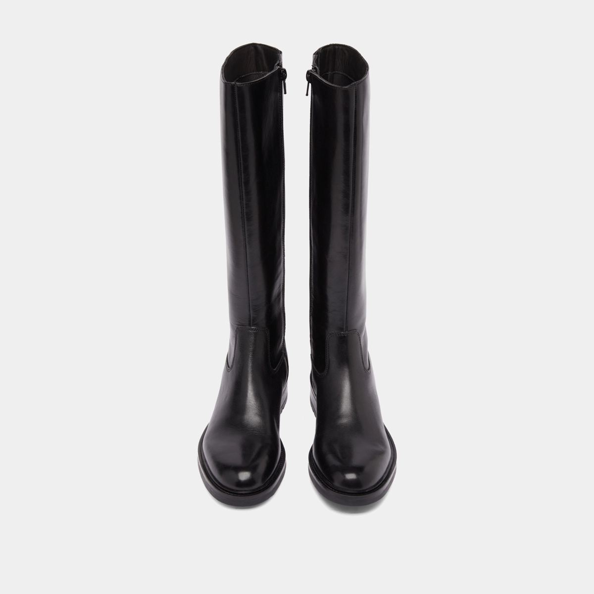 Bottes à talons crantés in black leather | GRACIANA
