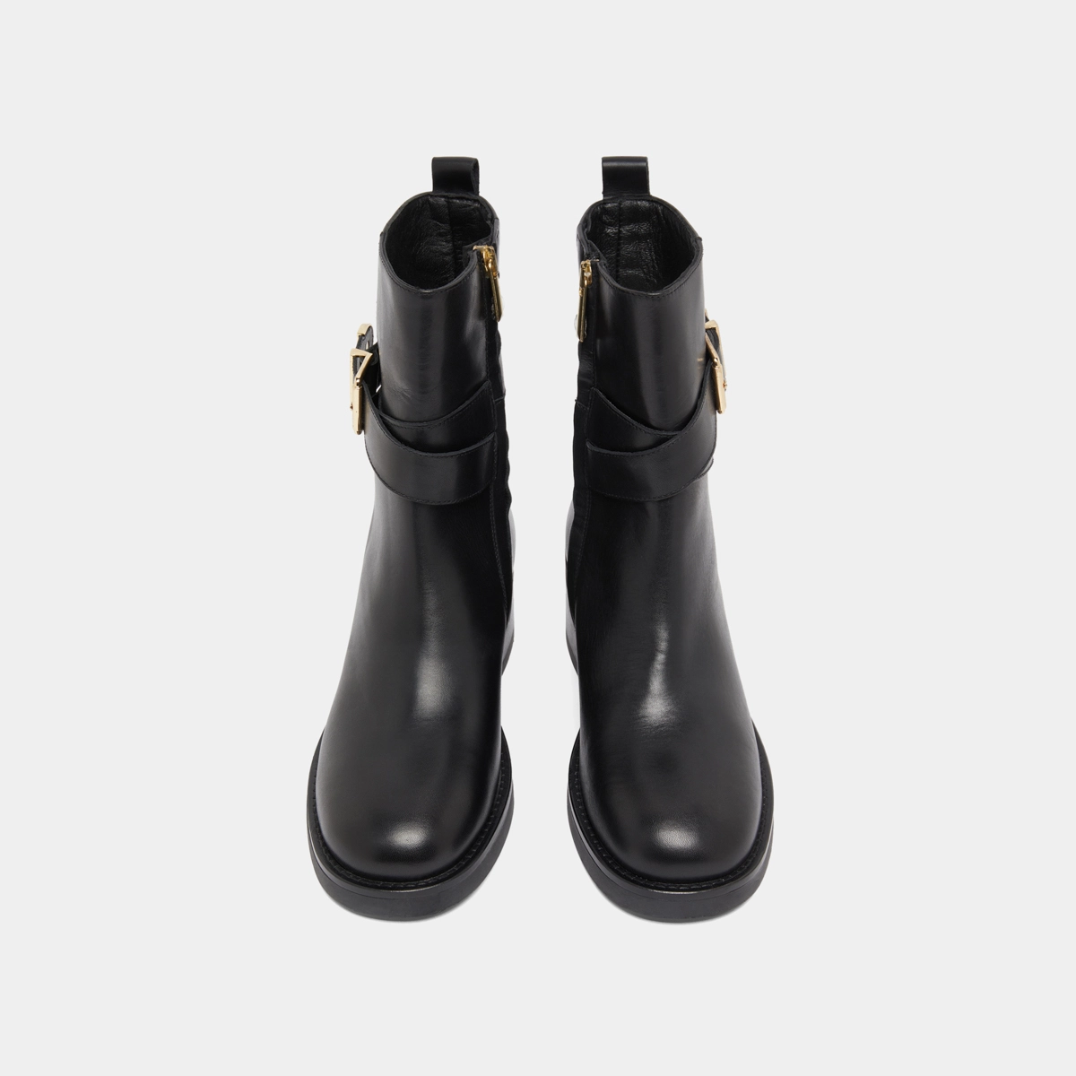 Bottines &agrave; boucles in black leather | IMA