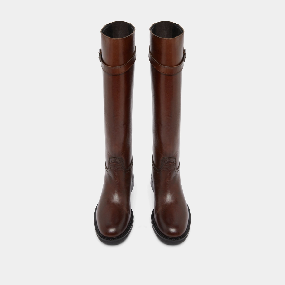 Bottes hautes in cognac patinated leather | ROMANE