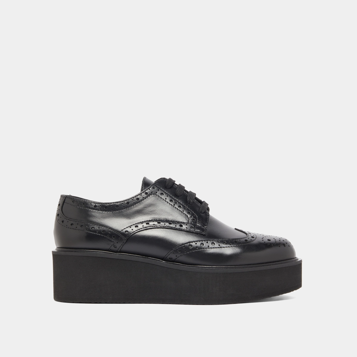 Derbies compensées in black leather | ADRIELLE