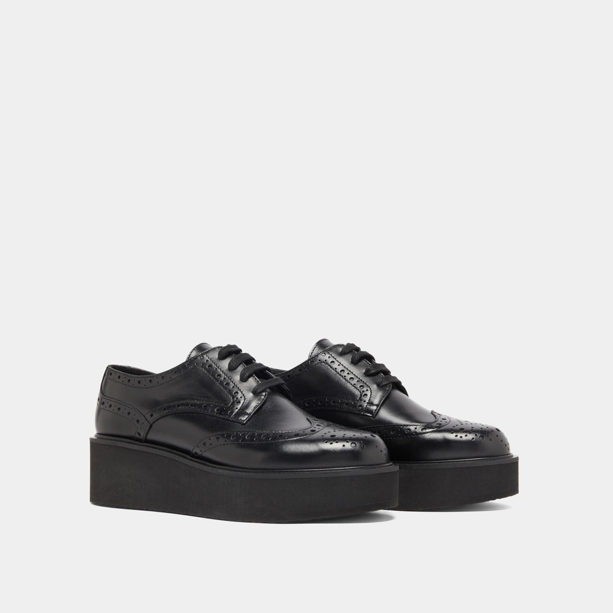 Derbies compensées in black leather | ADRIELLE