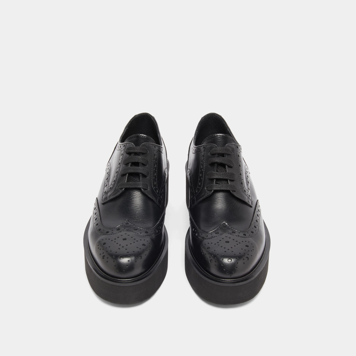 Derbies compensées in black leather | ADRIELLE