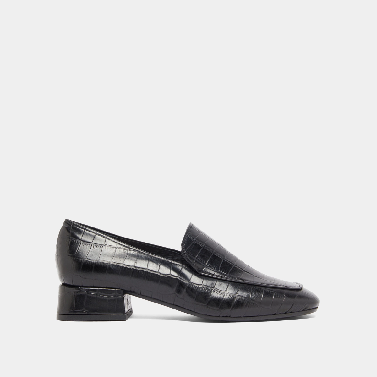 Mocassins à bouts arrondis in black reptile leather | DYNAMIC