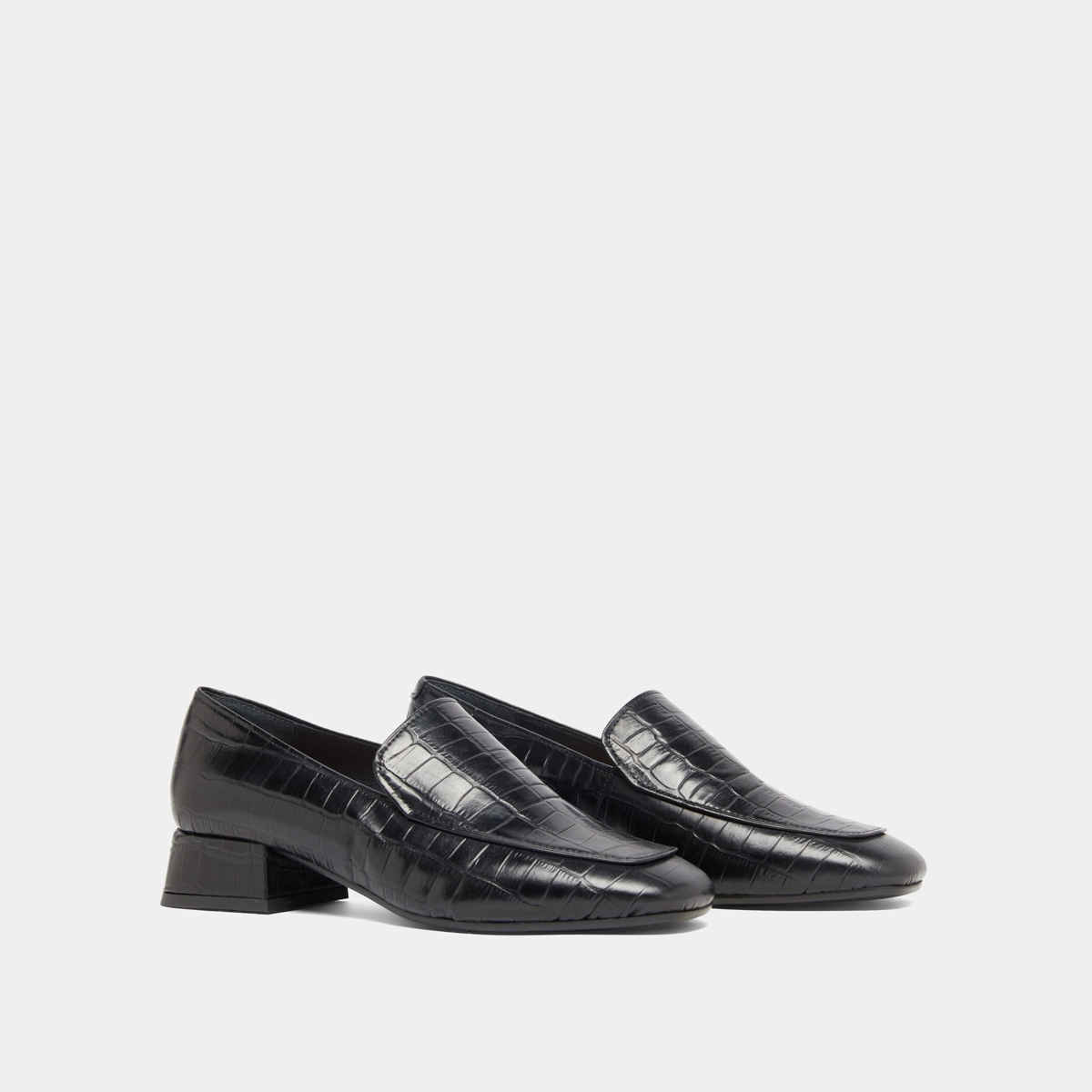 Mocassins à bouts arrondis in black reptile leather | DYNAMIC