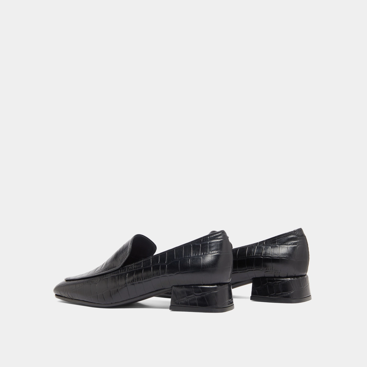 Mocassins à bouts arrondis in black reptile leather | DYNAMIC