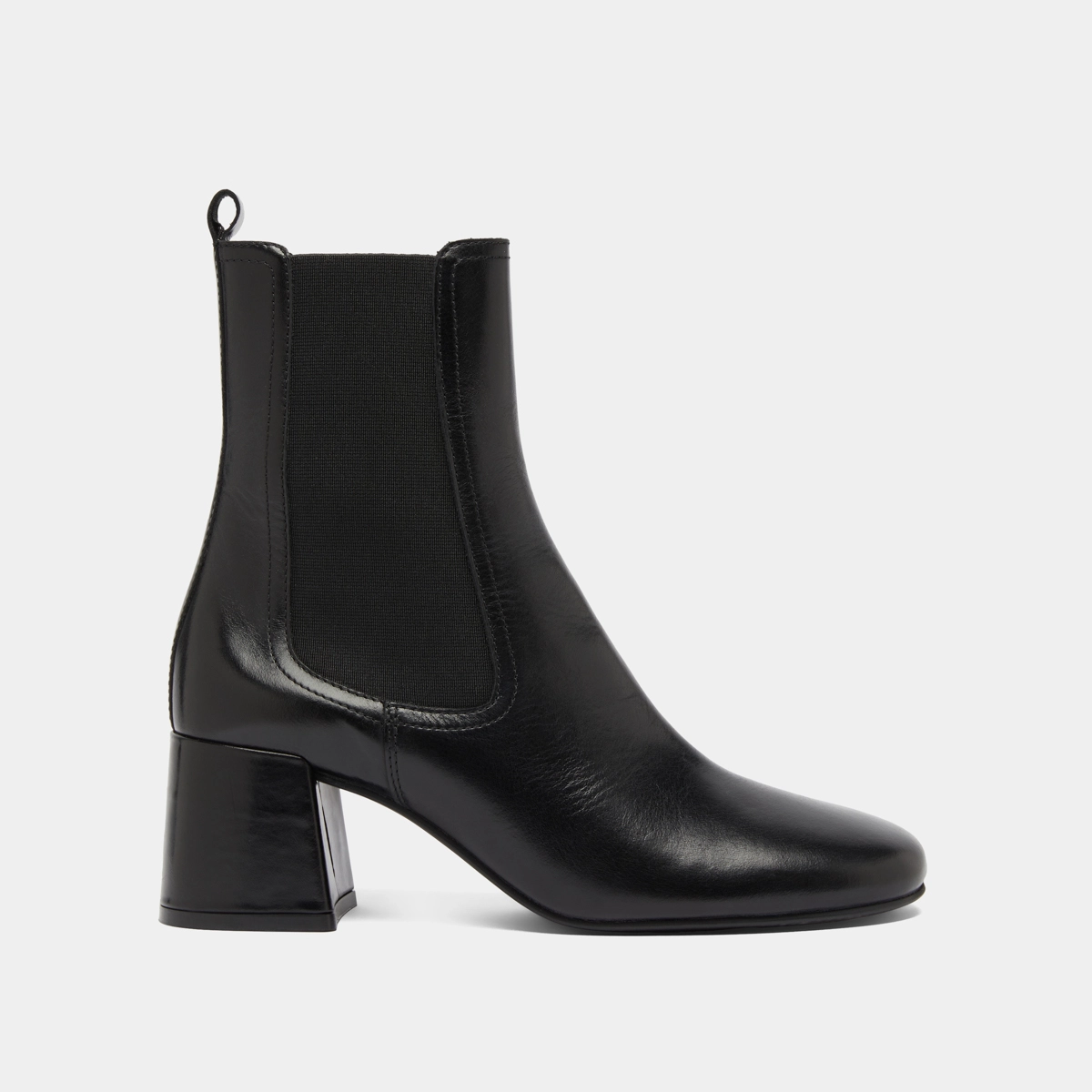 Bottines à talons et élastiques in black leather | DENON