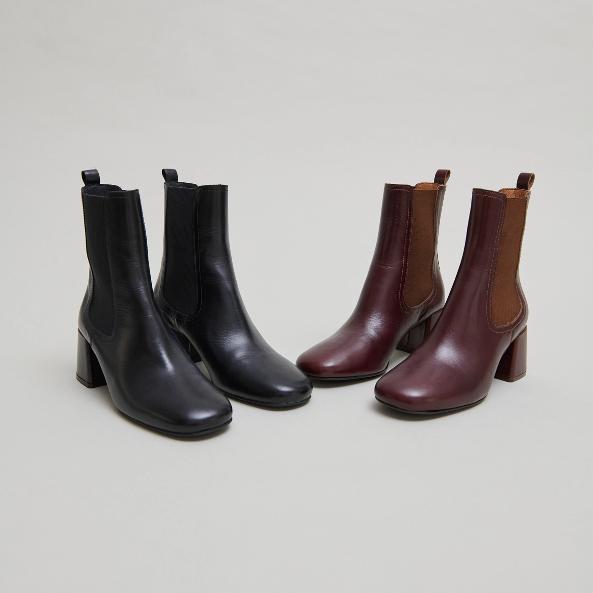 Bottines à talons et élastiques in black leather | DENON