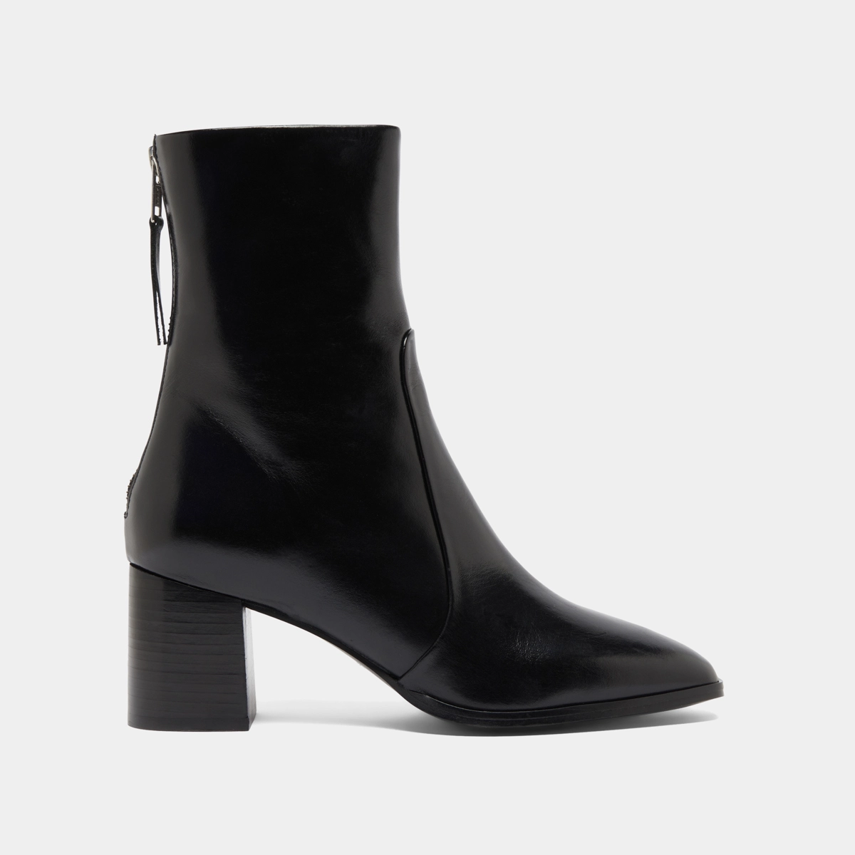 Bottines avec fermeture &eacute;clair arri&egrave;re in black leather | DETRAS