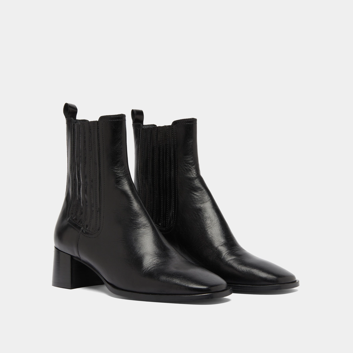 Bottines &agrave; fronces in black leather | DINGO