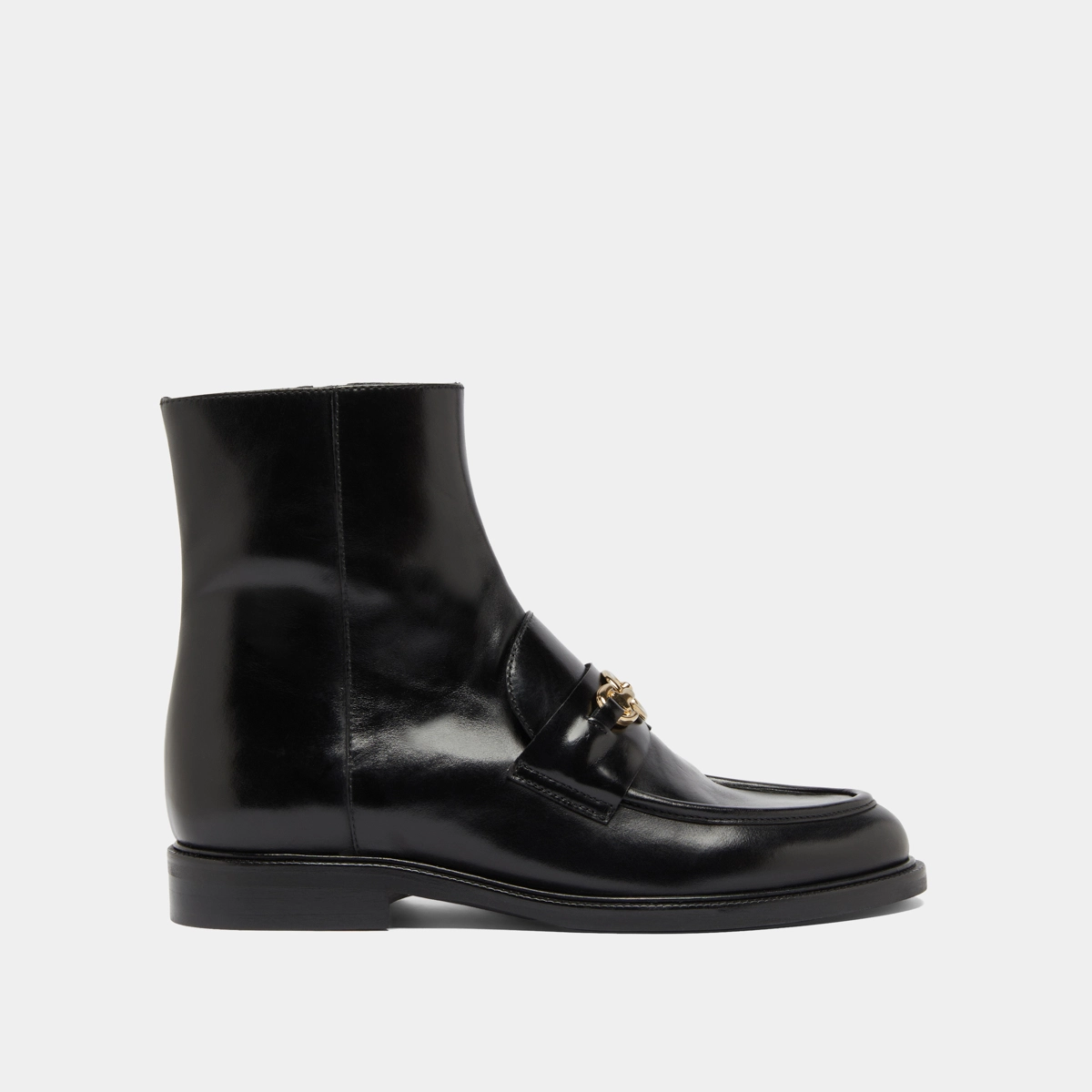 Boots à mors dorés in black leather | DIVOK