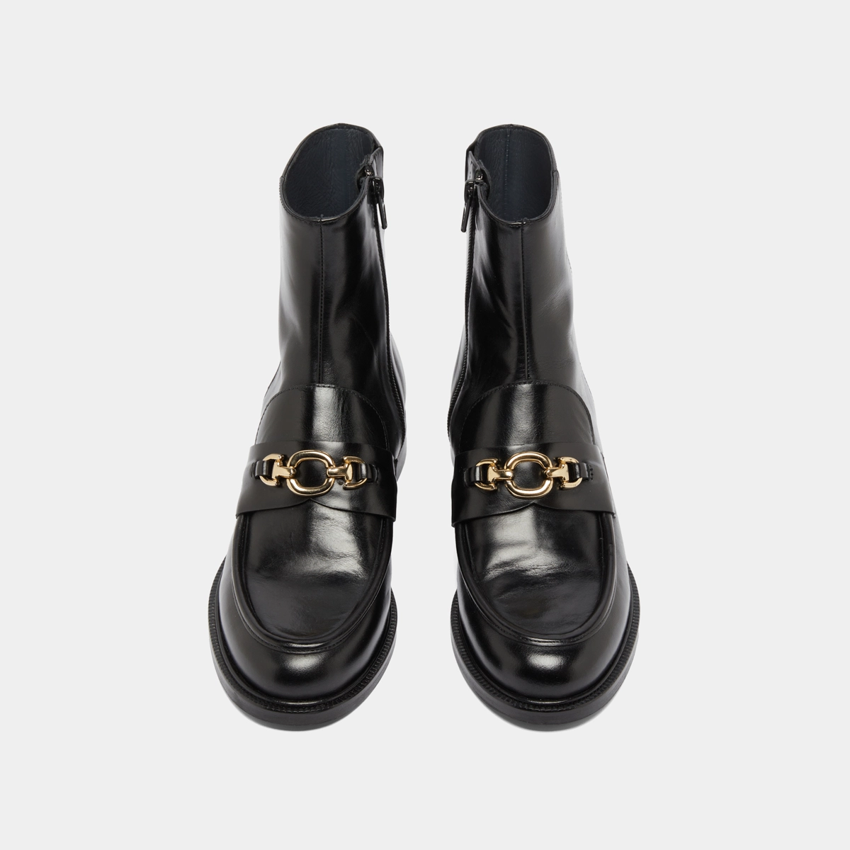 Boots à mors dorés in black leather | DIVOK