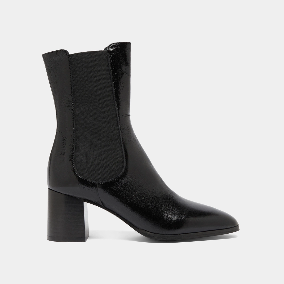Bottines à élastiques in black shiny leather | DUCHA