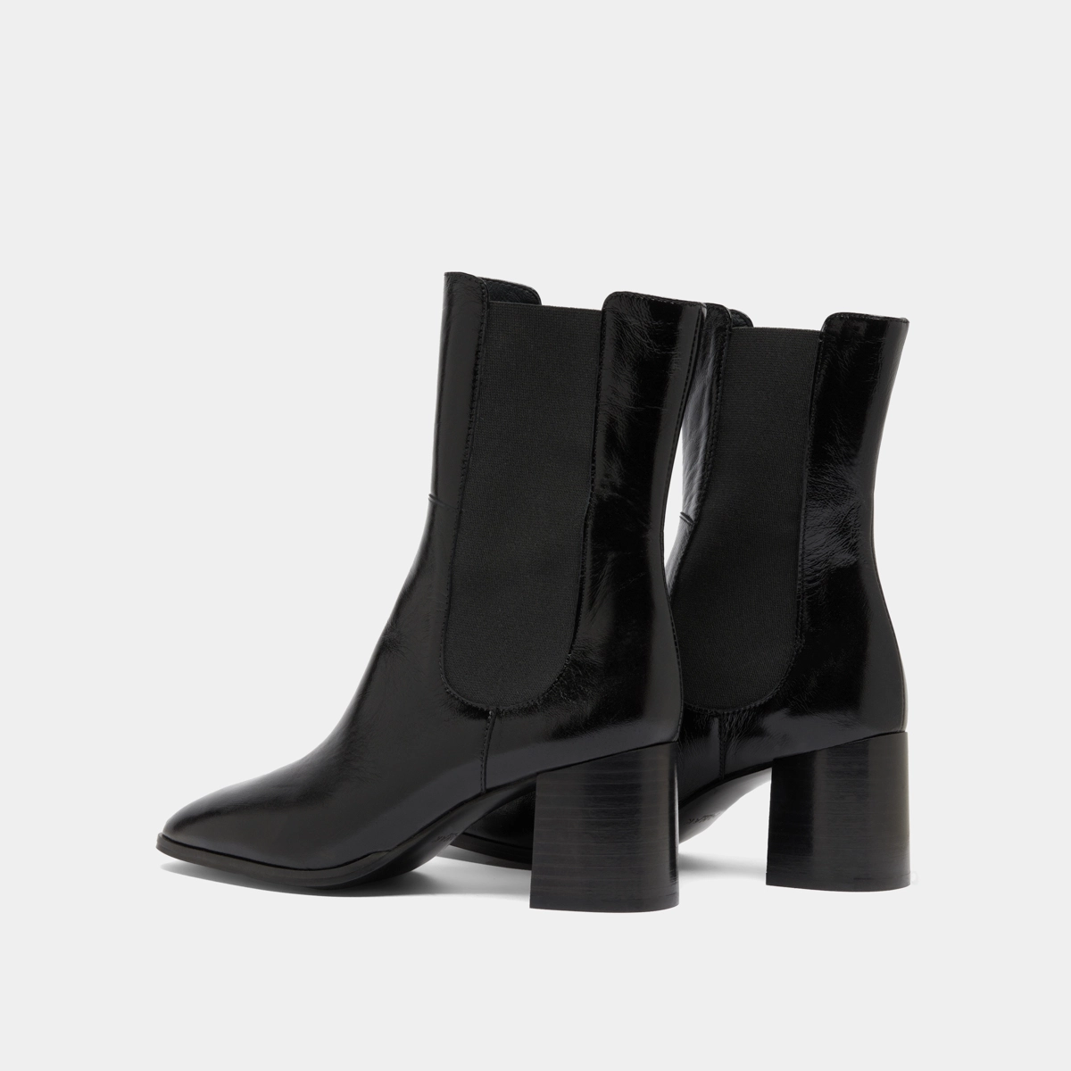 Bottines à élastiques in black shiny leather | DUCHA