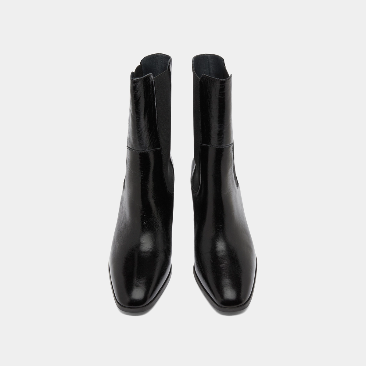 Bottines à élastiques in black shiny leather | DUCHA