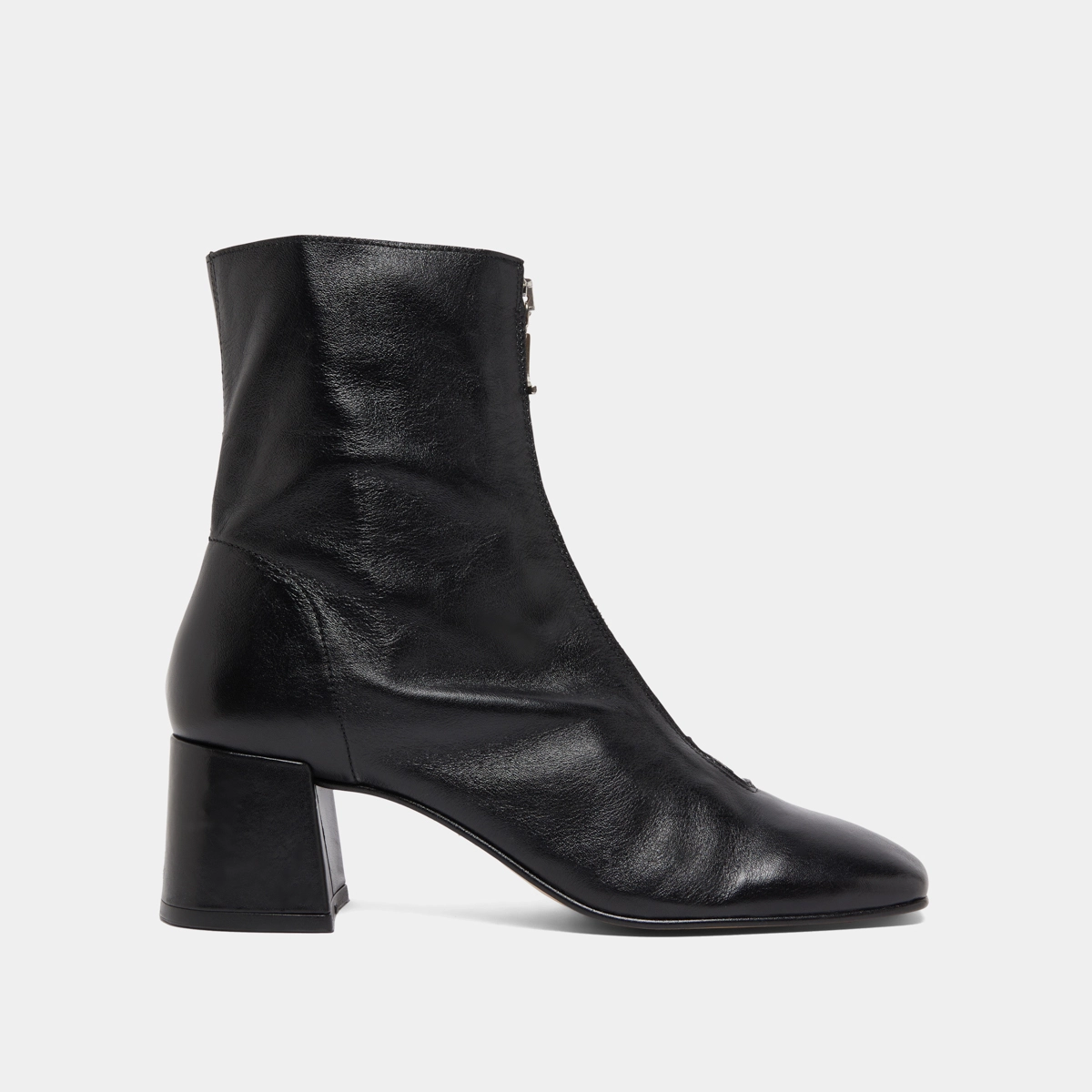 Bottines à fermetures éclairs avant in black leather | AMARYLLIS