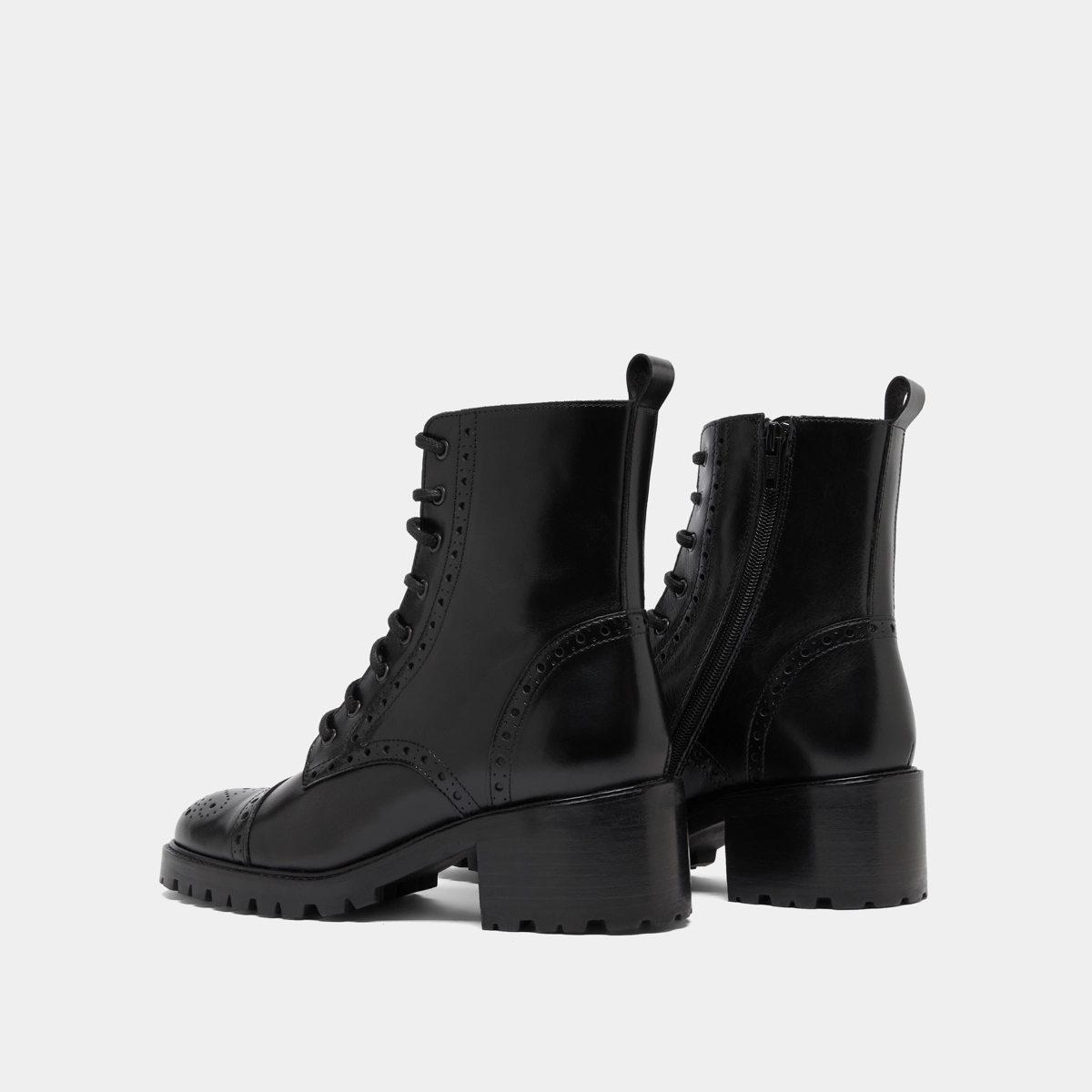 Boots à lacets et à talons in black leather | ANDERS