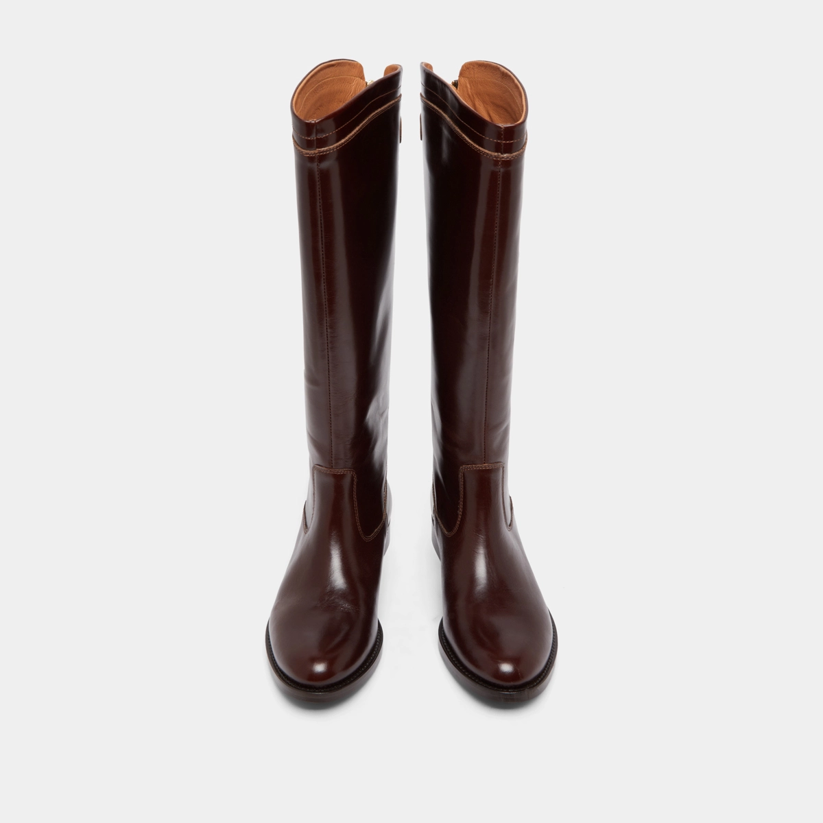 Bottes à fermetures éclairs arrières in brown leather | AUROS