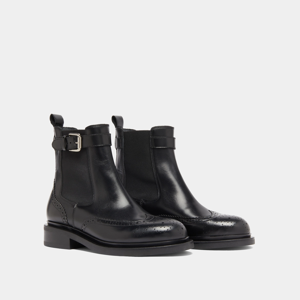 Boots à boucles in black leather | DOUBY