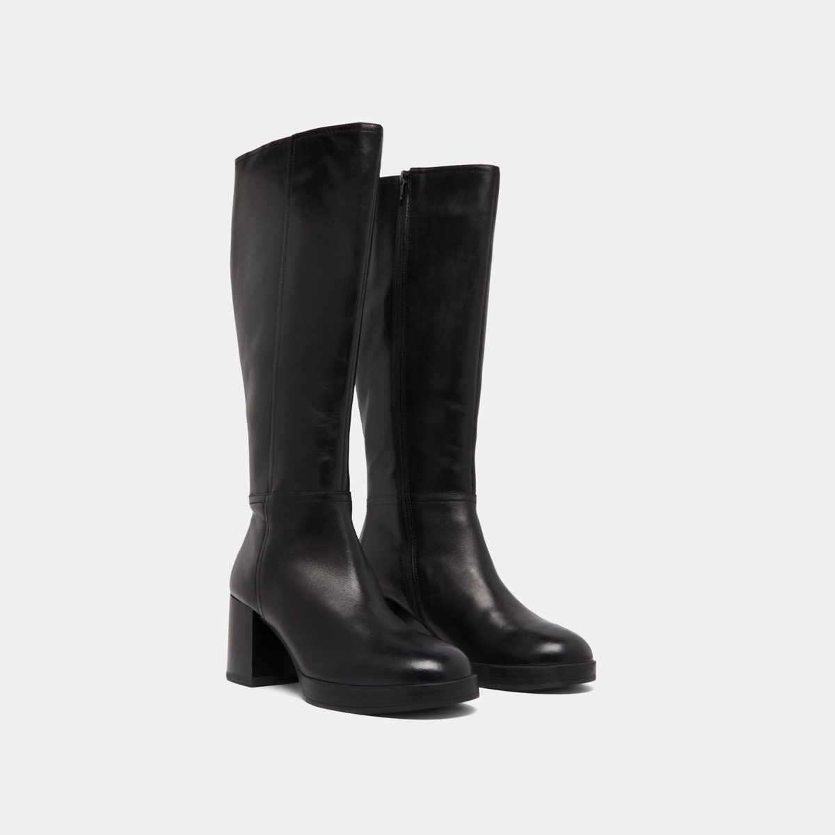 Bottes à talons in black leather | ANELIA