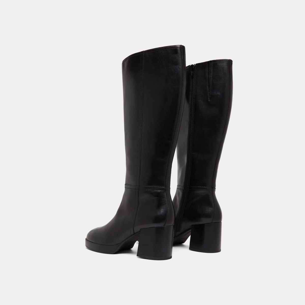 Bottes à talons in black leather | ANELIA