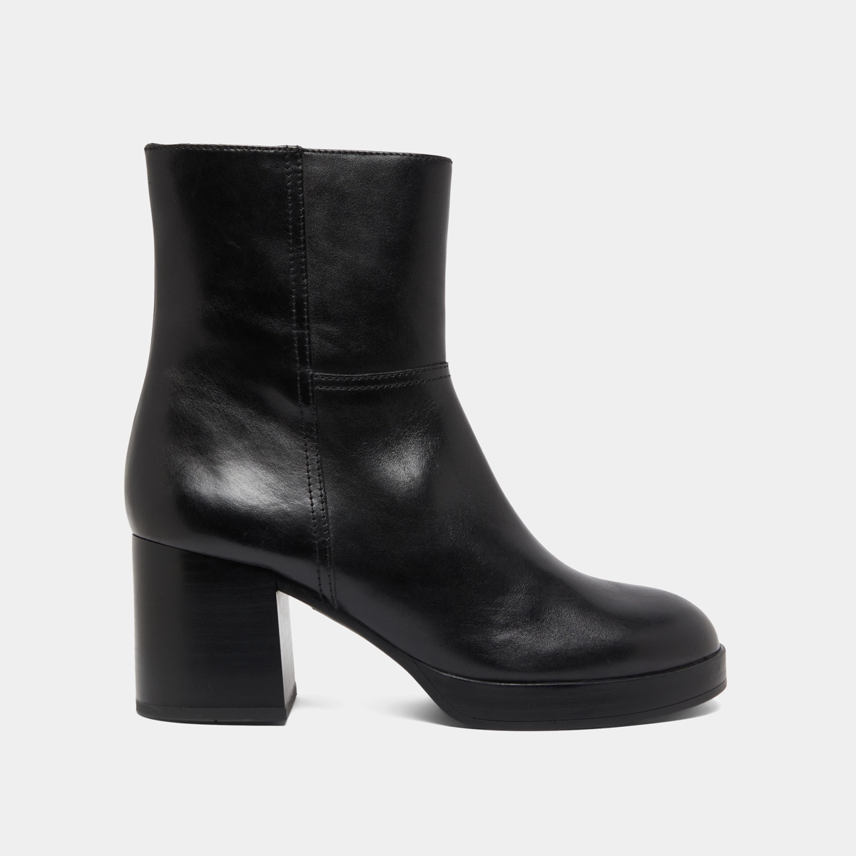 Bottines &agrave; talons flare in black leather | ANELLE