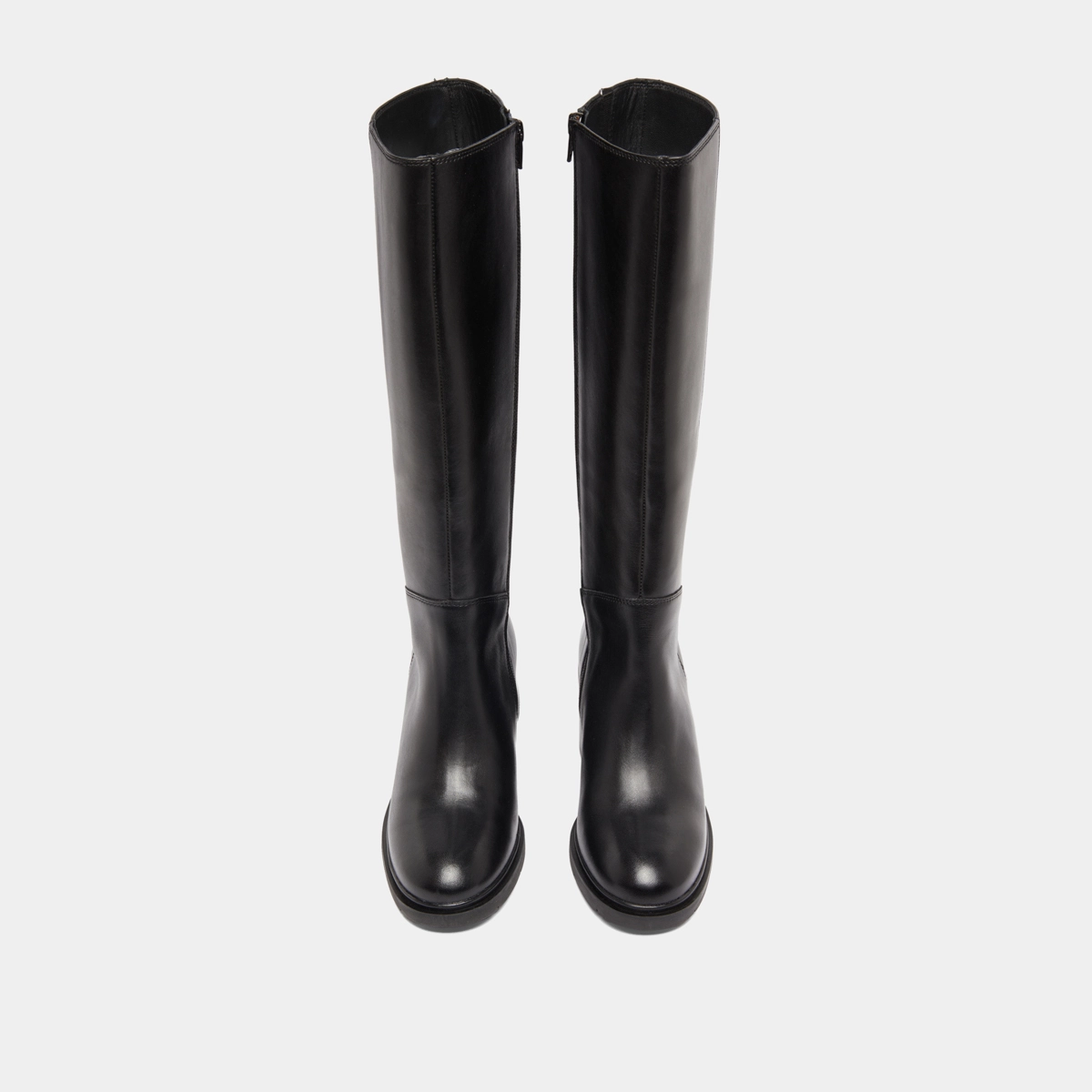 Bottes &agrave; talons et &agrave; bouts ronds in black leather | ATILUS