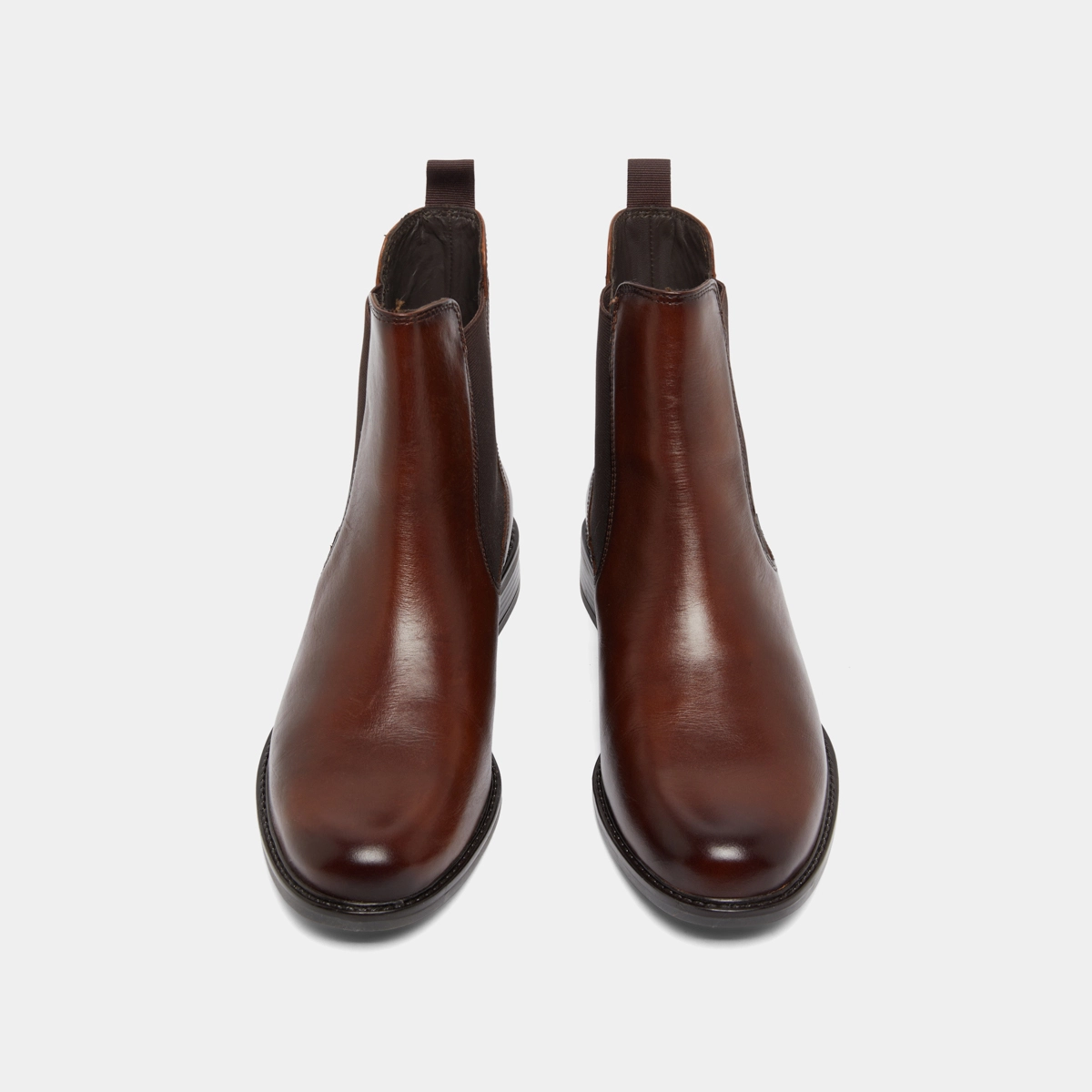 Boots à élastiques et à bouts ronds in cognac leather | AUDRY