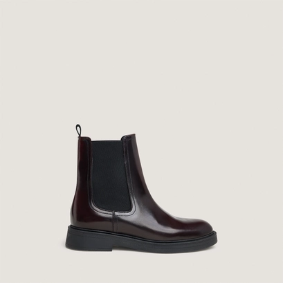 Boots &agrave; bouts ronds in burgundy patinated leather | agen
