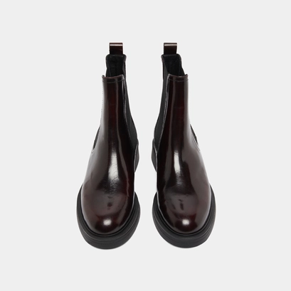 Boots &agrave; bouts ronds in burgundy patinated leather | agen