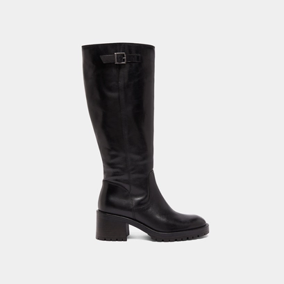 Bottes &agrave; semelles crant&eacute;es in black leather | cecilien