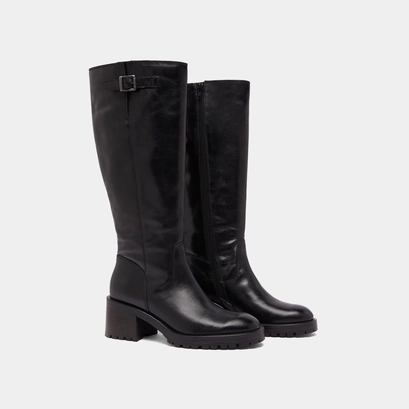 Bottes &agrave; semelles crant&eacute;es in black leather | cecilien
