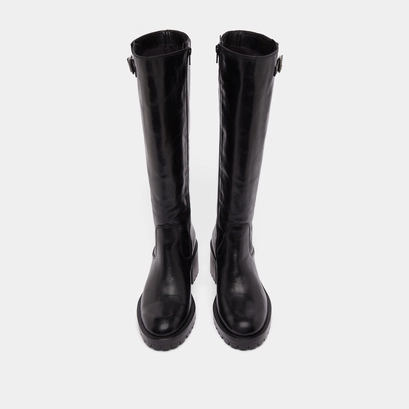 Bottes &agrave; semelles crant&eacute;es in black leather | cecilien